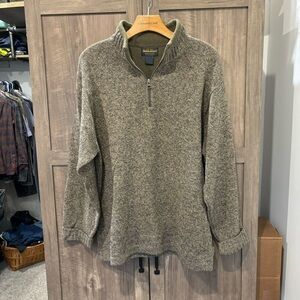 Woolrich Men's Medium Quarter Zip Sweater Olive Green Brown Heather Wool